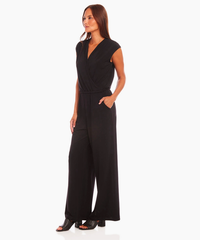 Karen Kane Black Sleeveless Travel Jersey Jumpsuit