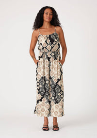 Printed Spaghetti Strap Wide Leg Jumpsuit
