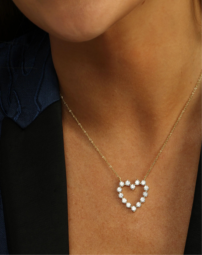 She's an Icon Baby Heart Necklace - Gold/ White