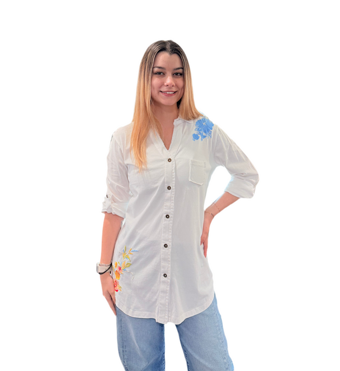 Embroidered Briar Shirt/Beautiful flowers on Back