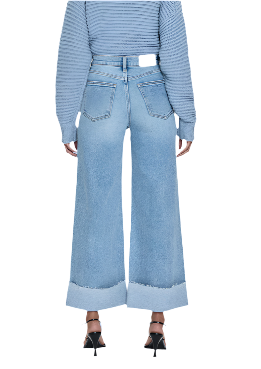 Pistola Lana Crop Cuffed High Rise Ultra Wide Leg Jeans