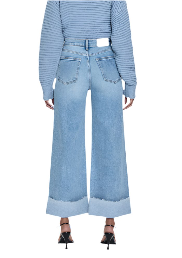 Pistola Lana Crop Cuffed High Rise Ultra Wide Leg Jeans