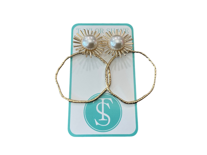 Pearl Sunburst Hoops