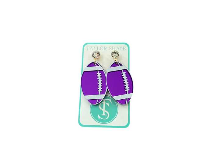 Purple Football Earrings