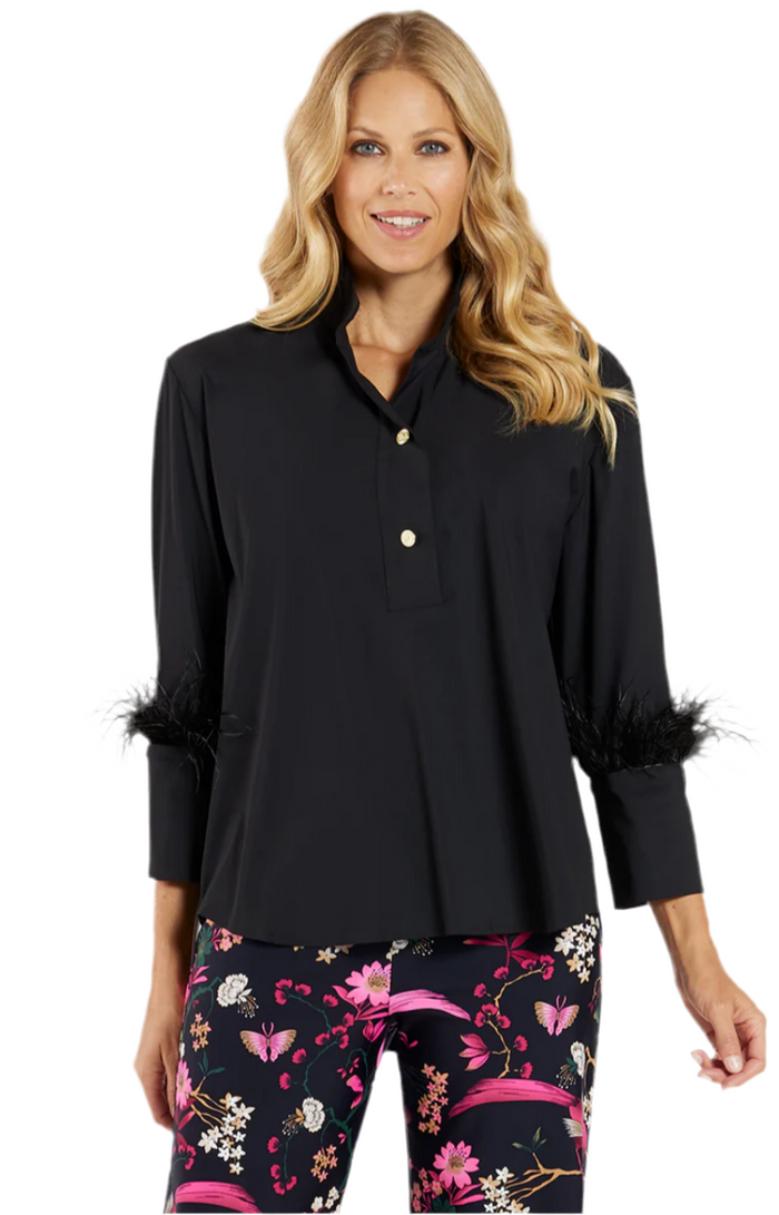 Jude Connally Belinda Top - Black/Feathers