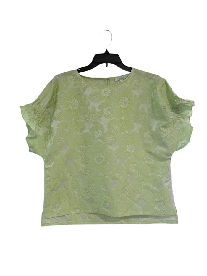 Lime Shirred Sleeve Top