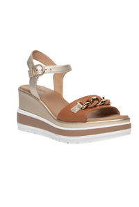 NeroGiardini Italian Ankle Strap Chain Platform Wedge Sandal