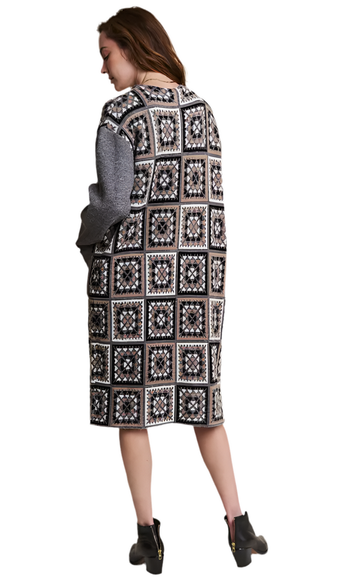 Square Crochet Design Open Cardigan