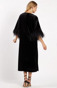 Jude Connally Royce Stretch Velvet Dress - Black/Feathers