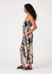 Printed Spaghetti Strap Wide Leg Jumpsuit