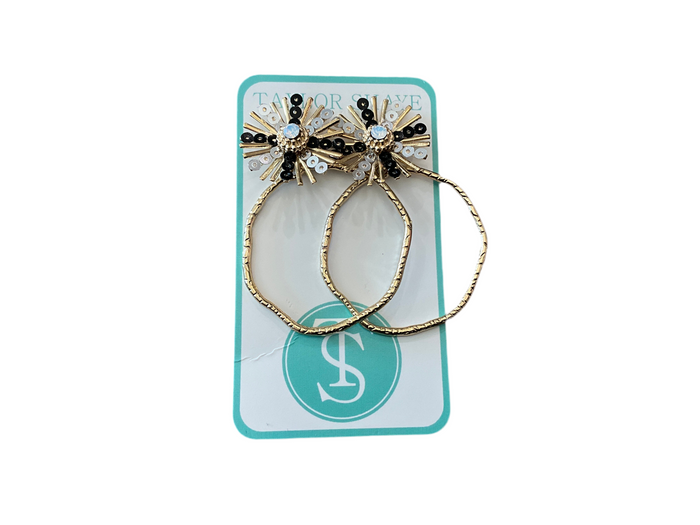 Black Sequin Sunburst Earrings