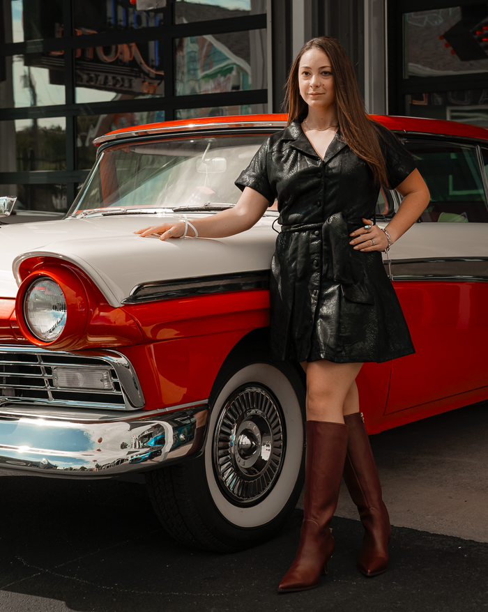 Corine Black Snake Suede Mini Dress
