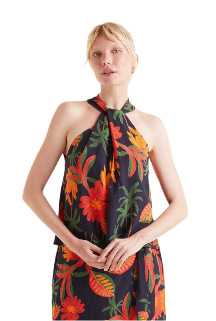 Famara floral print halter top