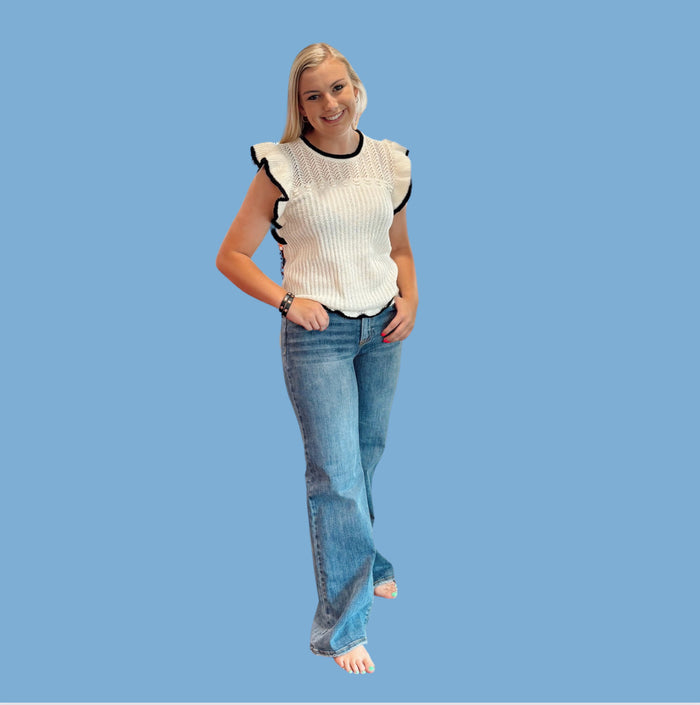 Dipped-V Wide Leg Pants Risen