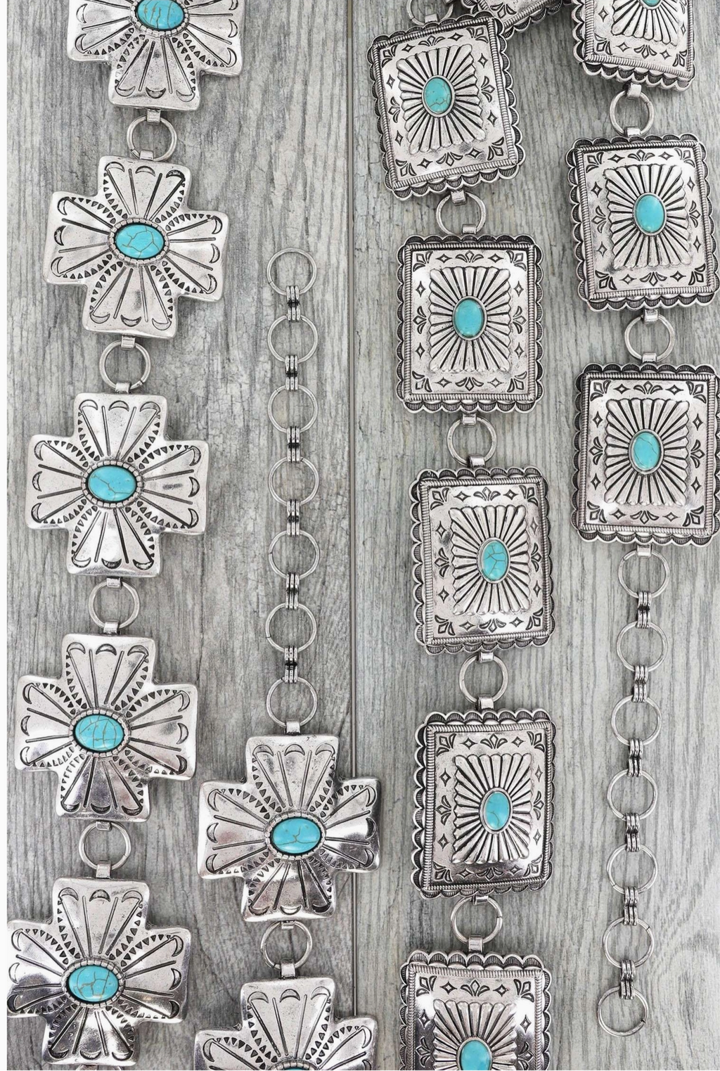 Western Turquoise Stone Concho Chain Link Belt 19 – Queen B 