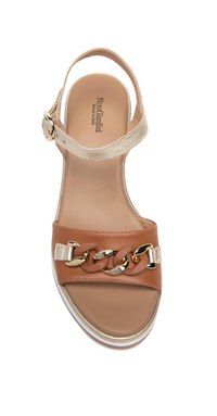 NeroGiardini Italian Ankle Strap Chain Platform Wedge Sandal