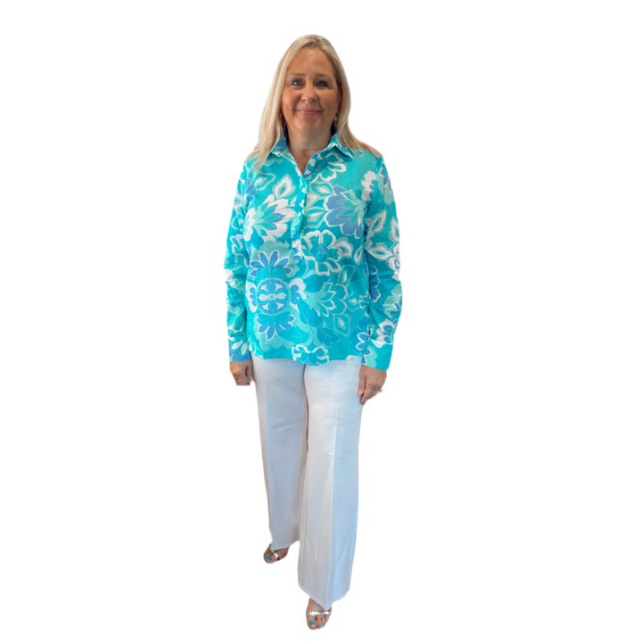 Jude Connally Pru Top - Blooming Tile Aqua