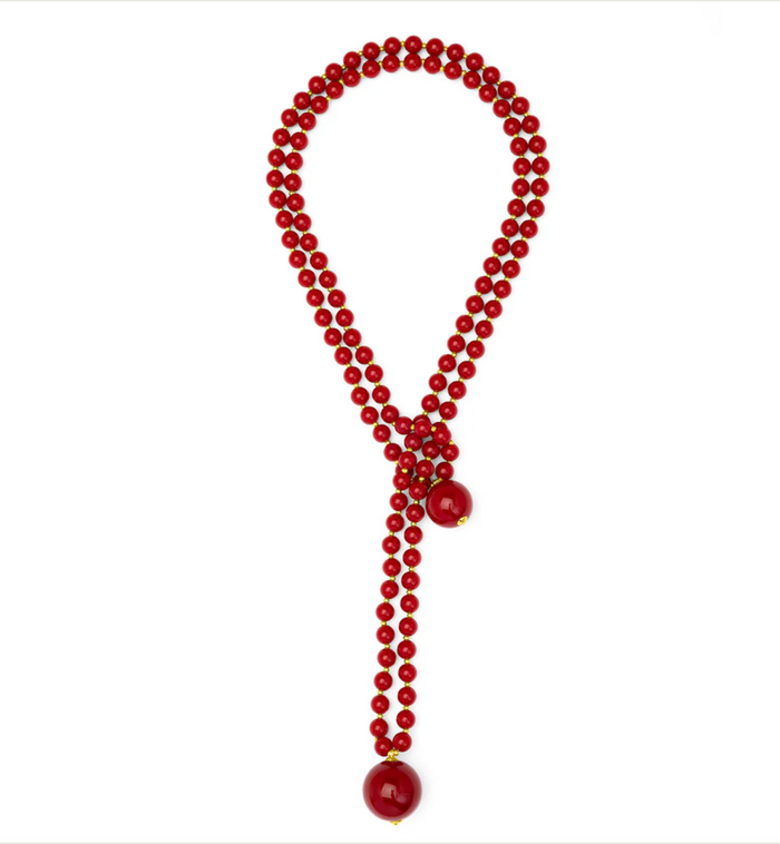Double Resin Beaded Long Lariat Necklace
