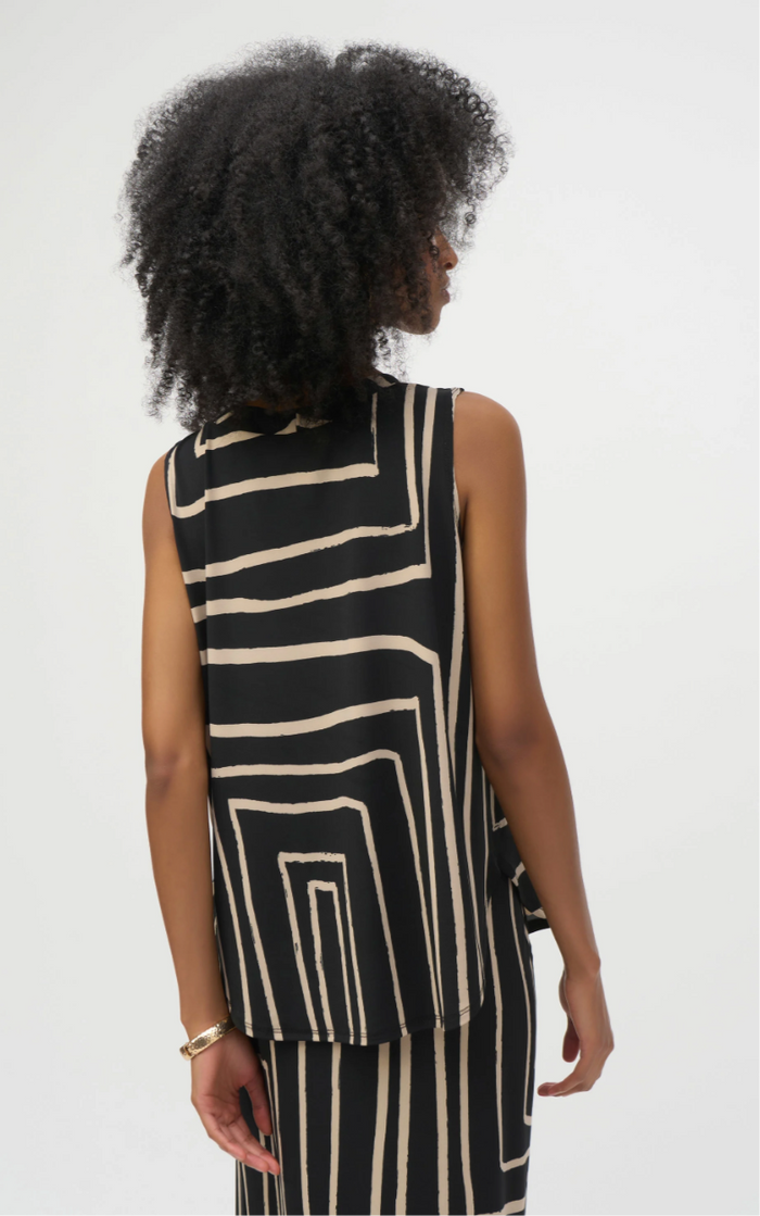 Joseph Ribkoff Silky Knit Geometric Print Sleeveless Top