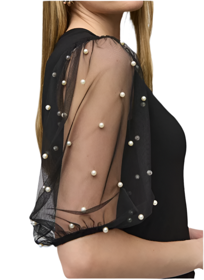 Joseph Ribkoff Embellished Mesh Top