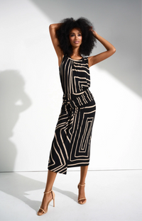 Joseph Ribkoff Silky Knit Geometric Print Sleeveless Top