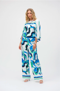 Joseph Ribkoff Woven Abstract Print Wide-Leg Pants