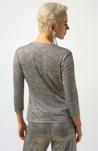 Joseph Ribkoff Foiled Mélange Knit Wrap Top