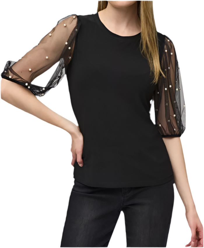 Joseph Ribkoff Embellished Mesh Top