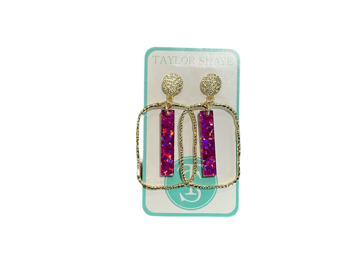 Taylor Shaye Rectangle Sparkle Drop Earrings