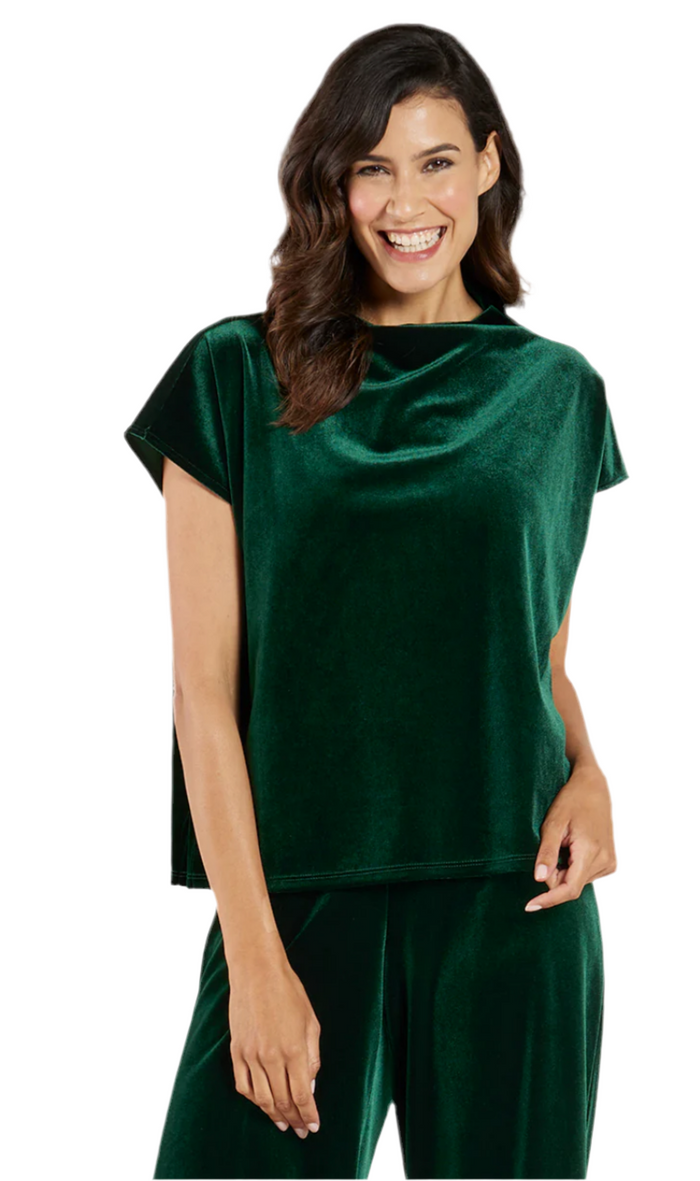 Jude Connally Tillie Stretch Velvet Top - Palace Green