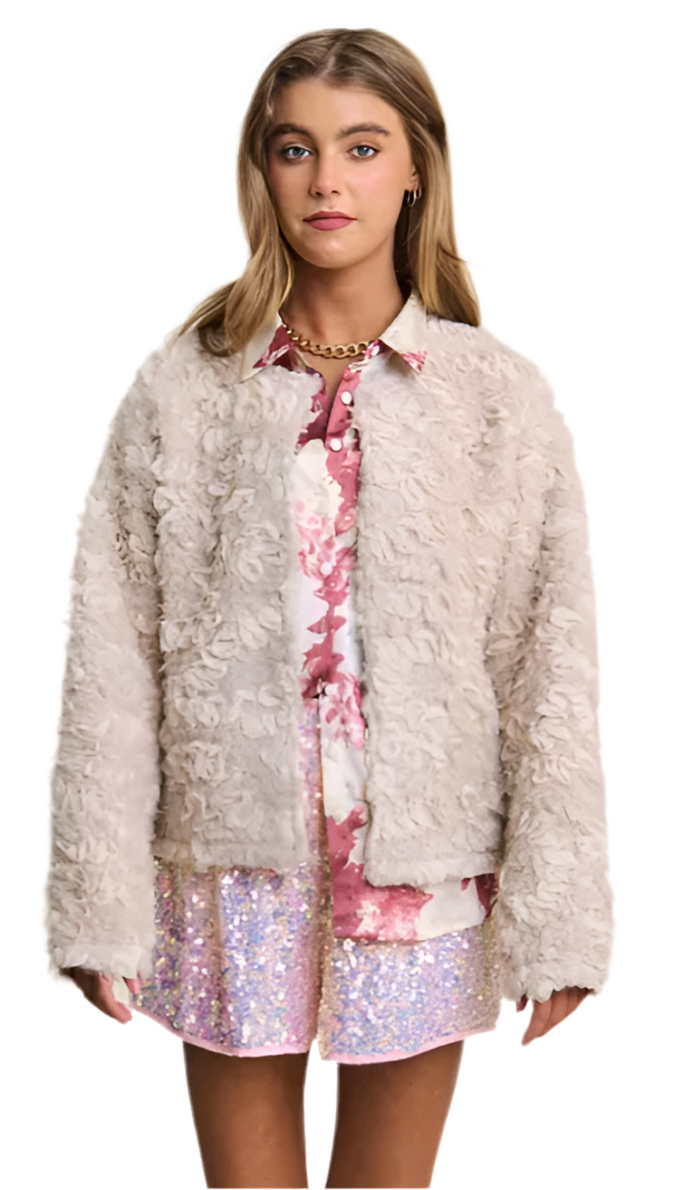 Mixed Fabric Cozy Dressy Jacket