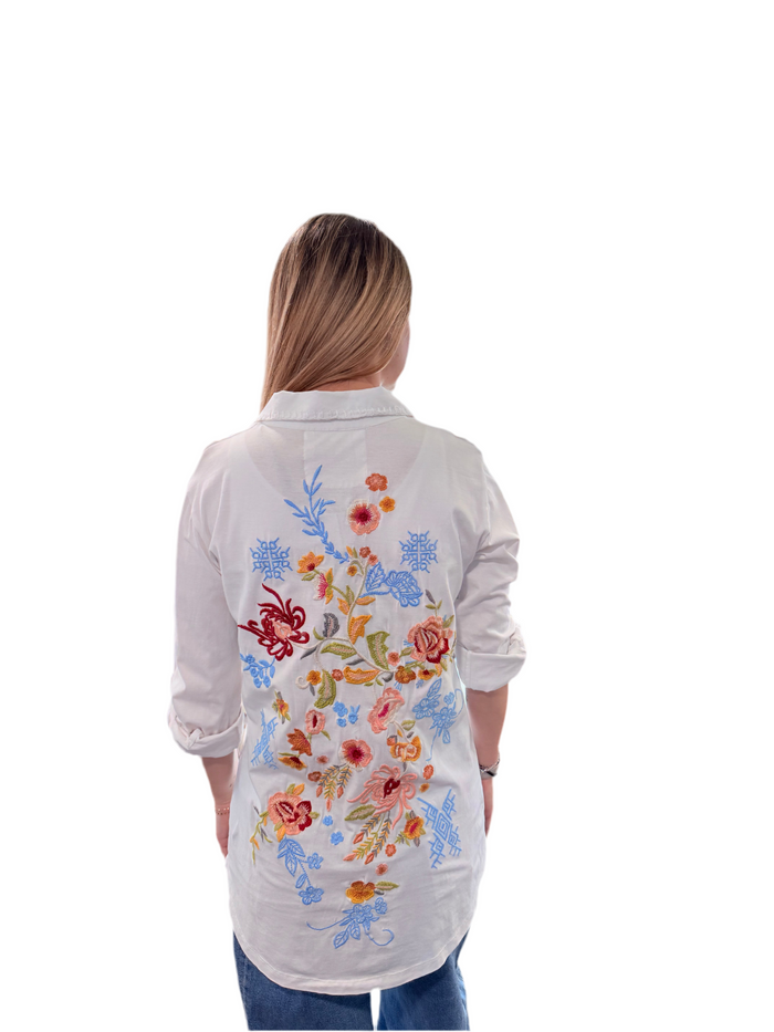 Embroidered Briar Shirt/Beautiful flowers on Back