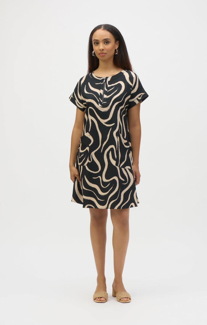 Joseph Ribkoff Seersucker Abstract Print A-Line Dress