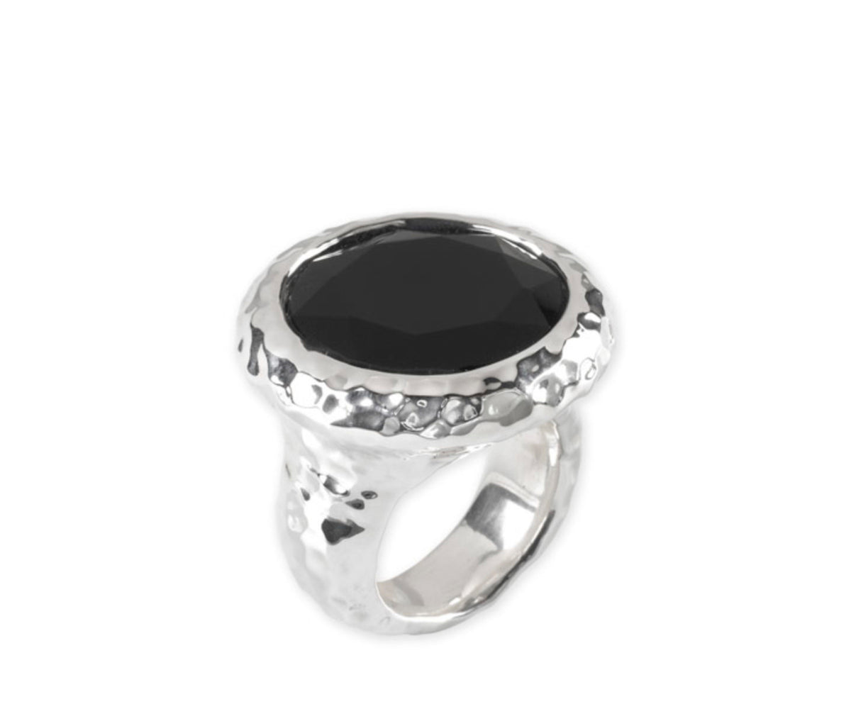 Simon Sebagg Hammered Blanket Onyx Ring