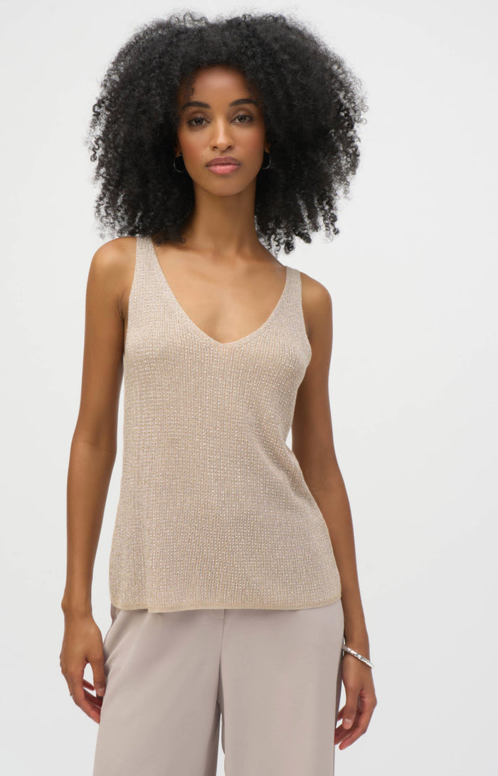 Joseph Ribkoff Metallic Knitted Camisole with Rhinestones