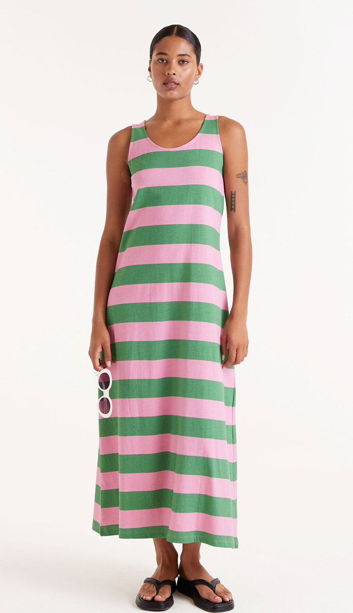 Long Green Striped Dress
