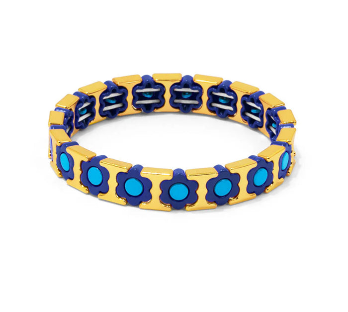 Baby Blue Flower Enamel Stretch Bracelet Jewelry