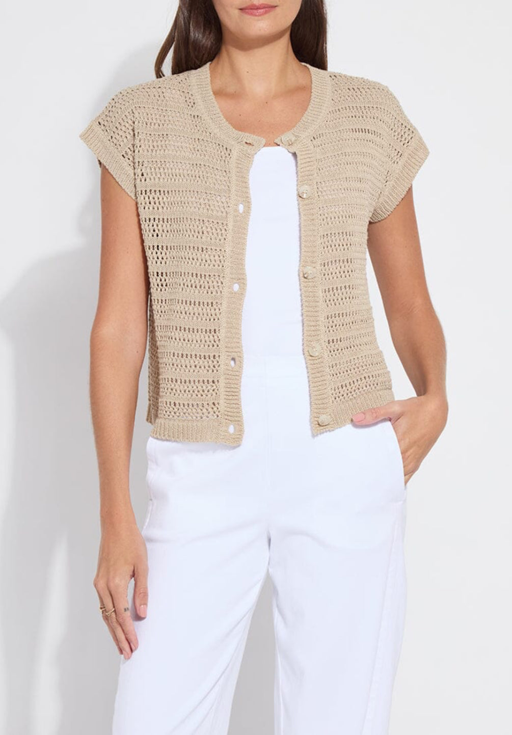Lysse Brisa Linen Mesh Sleeveless Cardi