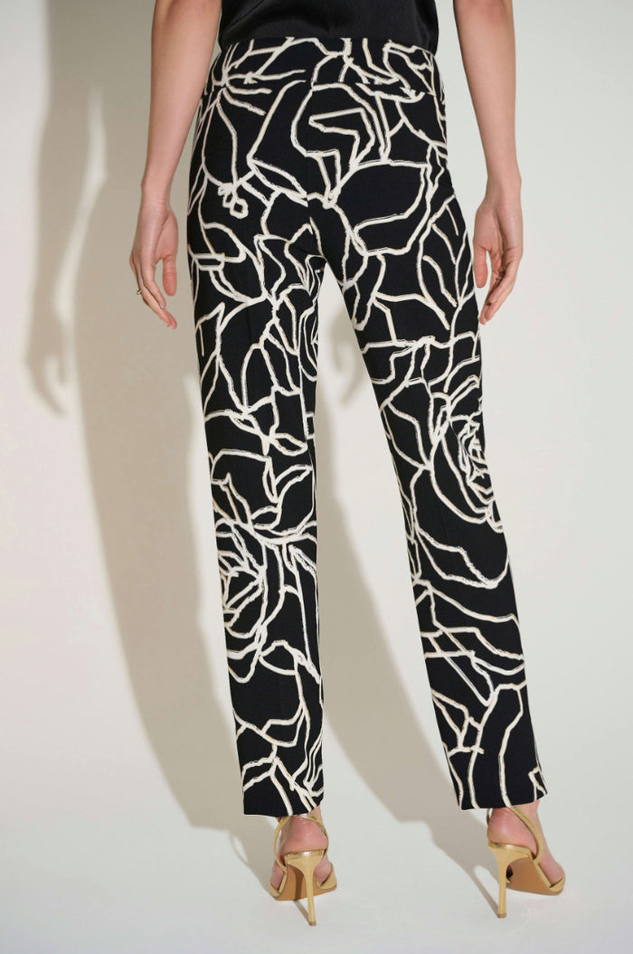 Joseph Ribkoff Signature | Lux Twill Foiled Floral Slim Fit Pants