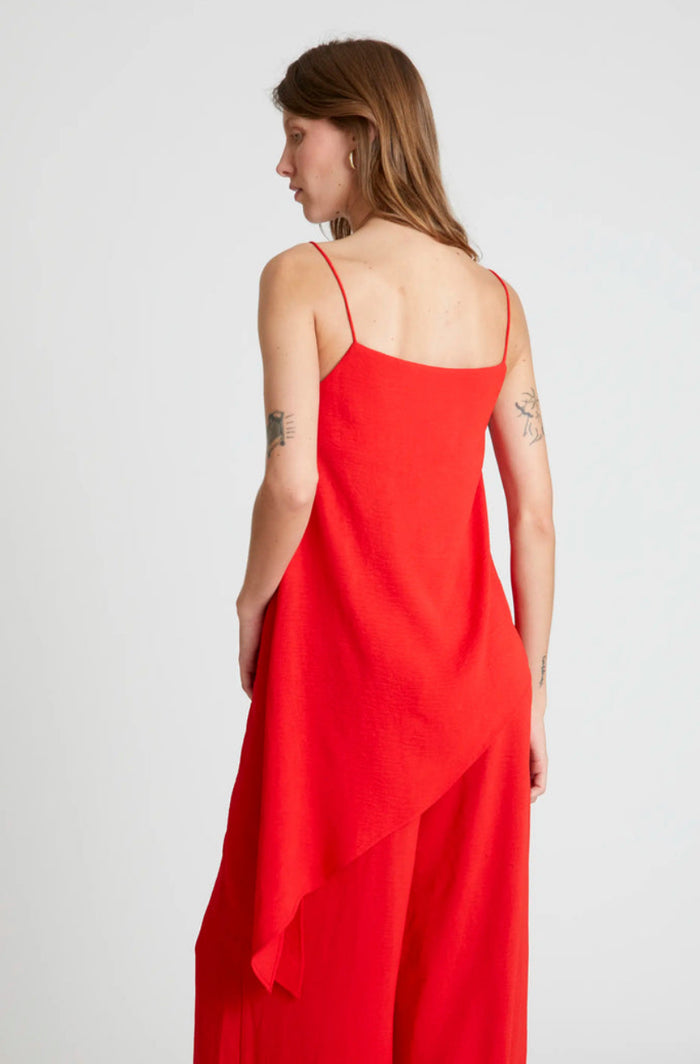 Red Asymmetric Strappy Top