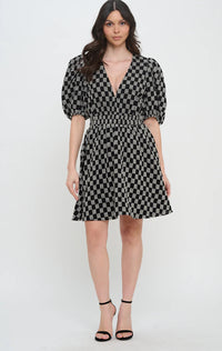 Meet Me In Santorini- Midnight Weave Short Sleeve Dress