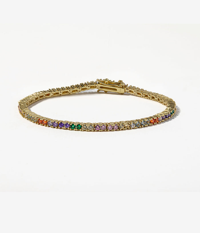 Baby Heiress Tennis Bracelet- Gold Rainbow