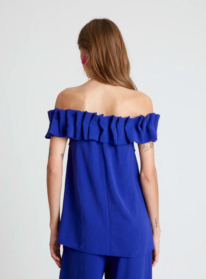 Blue Boat Neck Top