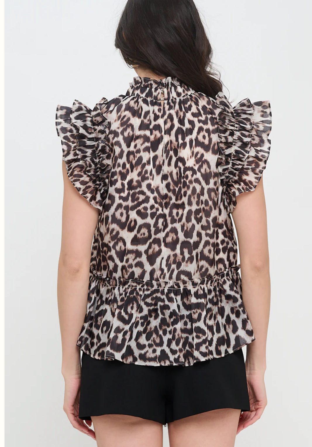 Meet me In Santorini- Gold Feline Ruffle Top