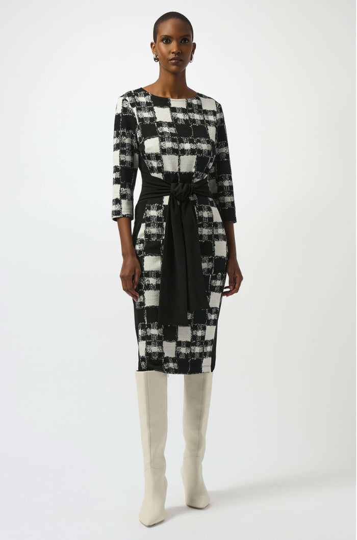 Joseph Ribkoff Plaid Jaquard Sweater Dress