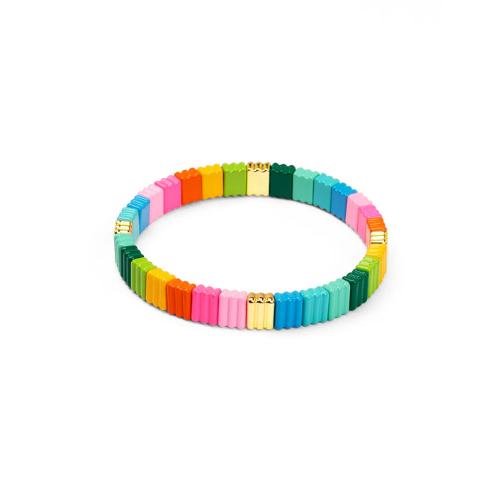 Multi Color Ribbed Enamel Stretch Bracelet Jewelry