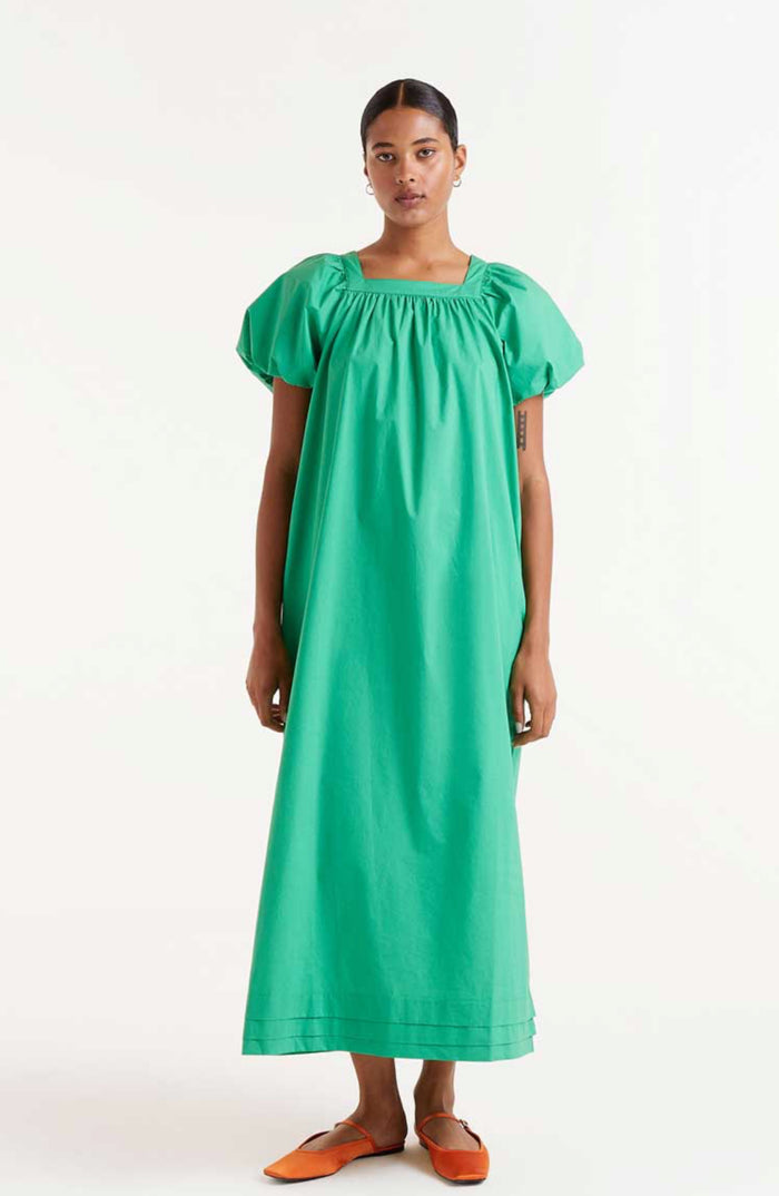 Long Green Poplin Dress