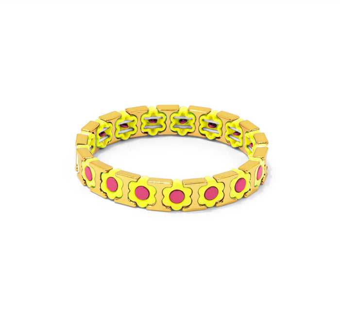 Yellow Flower Enamel Stretch Bracelet Jewelry