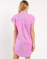 Carter Dress Cotton Shirting-Cotton Stripe Raspberry