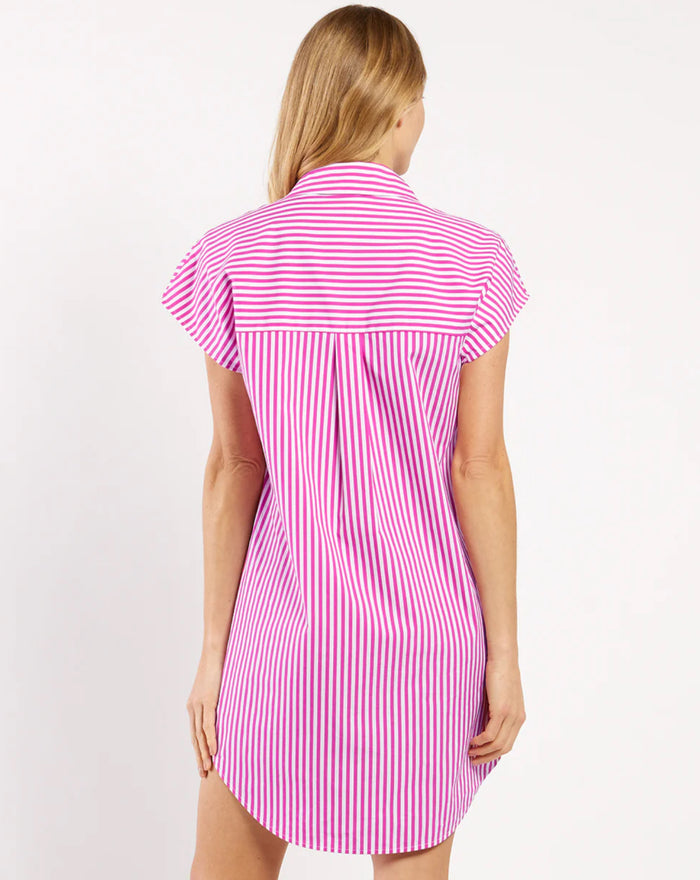 Carter Dress Cotton Shirting-Cotton Stripe Raspberry